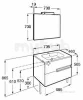 Roca Furniture and Vanity Basins -  Victoria-n Pack 700mm 2d Gloss White