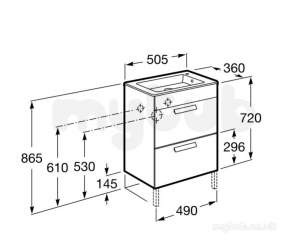 Roca Furniture and Vanity Basins -  Debba Compact Unik 500mm Unit 2drw White