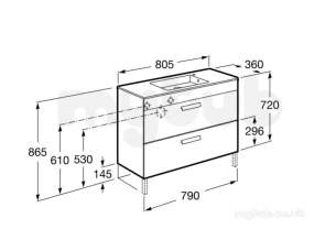 Roca Furniture and Vanity Basins -  Debba Compact Unik 800mm Unit 2dw Antrct
