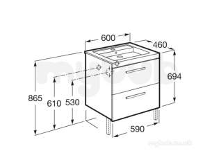 Roca Furniture and Vanity Basins -  Prisma 600mm 2 Drawer Unit Gloss White