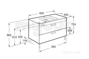 Roca Furniture and Vanity Basins -  Debba 600mm 2 Drawer Vanity Unit Txt Wng