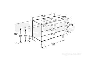 Roca Furniture and Vanity Basins -  Debba 600mm 3 Drawer Vanity Unit Ant Gry