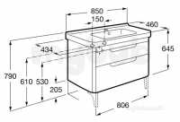 Roca Furniture and Vanity Basins -  Dama-n 850mm 2 Draw Base Unit Dark Wood