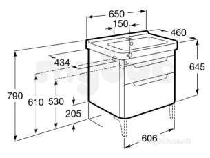 Roca Furniture and Vanity Basins -  Dama-n 650mm 2 Draw Base Unit Dark Wood