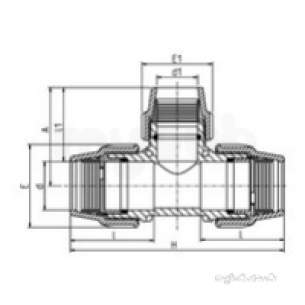 Plasson Fittings -  75 X 63 X 75 Plasson 90 Deg Red Tee 7340