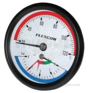 Flamco Sealed System Equipment -  Flexcon Thermo/pressure Gauge 1/2 Inch Back
