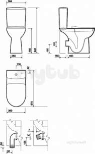 Twyford Mid Market Ware -  E100 Round Wc Ho Raised Height Pan White