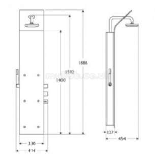 Ideal Standard Showers -  Ideal Standard Trevi T934859 Bop375 Crnr Shower Totem Metl