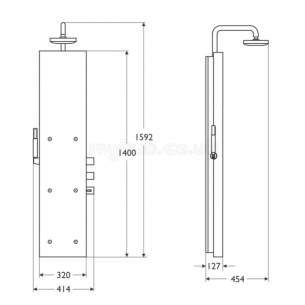 Ideal Standard Showers -  Ideal Standard Trevi T93455 Bop350 Crnr Shower Totem Metl