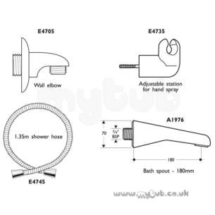 Ideal Standard Showers -  Ideal Standard Trevi A1976 Bath Spout Cp