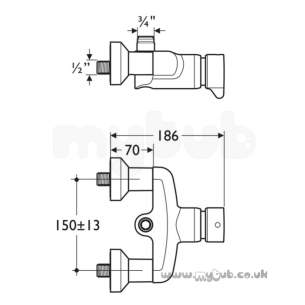 Armitage Shanks Commercial Sanitaryware -  Armitage Shanks Contour 21 Sho Mixer Shut-off Exp U/outl B8264aa