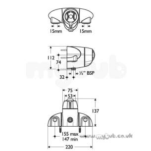 Trevi Compact Thermostatic Shower Valves -  Armitage Shanks Trevi Ctv L6737 Exp Mixer And Kit Cp