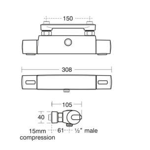 Ideal Standard Showers -  Ideal Standard Ceratherm 100 Thermo Ev Shower A4813aa