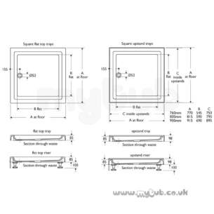 Trevi Showerworld Shower Trays -  Armitage Shanks Ideal Simplicity 800 X 800 S/tray 4ups Wht