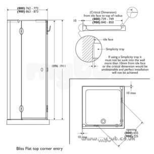 Bliss Shower Enclosures -  Armitage Shanks Bliss L9167 800mm Left Hand Cornr Entry Clr/slv