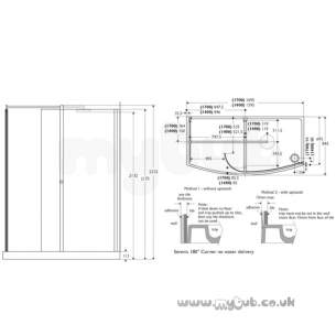 Ideal Standard Acrylic Shower Trays -  Ideal Standard Serenis 180 L8364 1700mm Corner Enclosure Ch