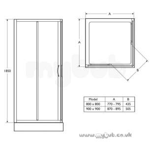 Trevi Shower Enclosures -  Ideal Standard Tipica A T2378yb Shrw Enc 80 X 80 Brush Sl