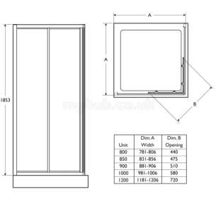 Trevi Shower Enclosures -  Ideal Standard Connect L8076aa C/e Dr 850 Frame Sil Clr
