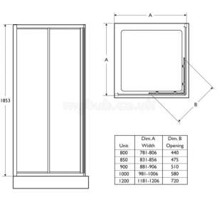 Trevi Shower Enclosures -  Ideal Standard Connect L8077ac C/e Dr 850 Fr Modesty Wh