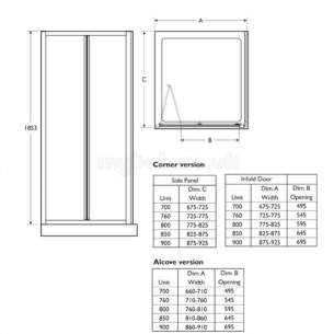 Trevi Shower Enclosures -  Ideal Standard Connect L8056aa I/f Dr 760 Frame Sil Clr