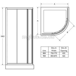 Trevi Shower Enclosures -  Ideal Standard Connect L8088aa Quadrnt 800 And Infill Fram L8056aa