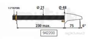 Delabie Brassware -  Delabie Spout For Cross Wall 230mm M1/2 Inch L75 Flow Straightener