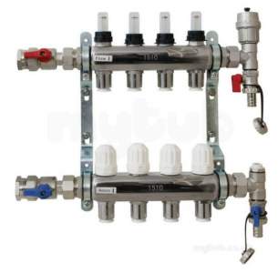 John Guest Underfloor Heating Components -  John Guest Jgufhman4/2 Nickel Plated 4 Zone Stainless Steel Manifold