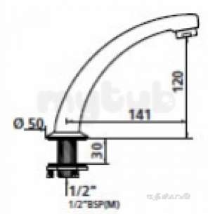 Delabie Brassware -  Delabie Fixed Cast Spout M1/2 Inch L140 H120 Adj Flow Straightener