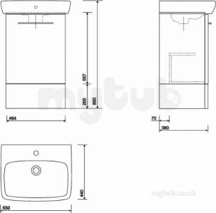 Twyford Mid Market Ware -  E100 Unit For Wb 550mm Grey Ash Wood E10375ga