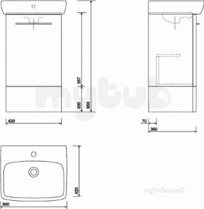 Twyford Mid Market Ware -  E100 Unit For Wb 500mm Grey Ash Wood E10374ga