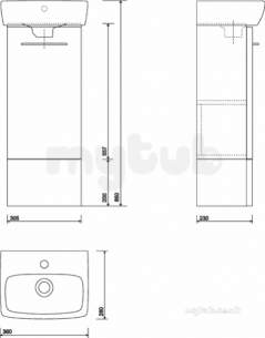 Twyford Mid Market Ware -  E100 Unit For Wb 360mm Grey Ash Wood E10372ga