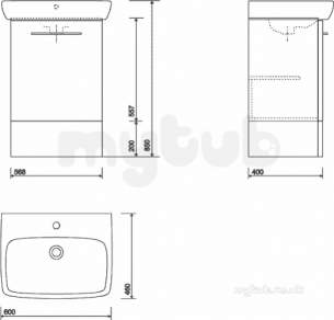 Twyford Mid Market Ware -  E100 Unit For Wb 600mm White E10376wh