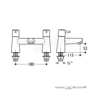 Ideal Standard Brassware -  Ideal Standard Cone B5110 Two Tap Holes Bath Filler Cp