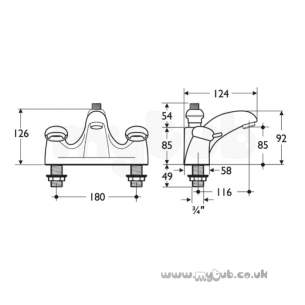 Armitage Shanks Domestic Brassware -  Armitage Shanks Halo S7704 Two Tap Holes Bath Shr Mixer And H/set Cp