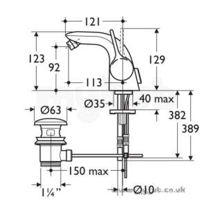 Ideal Standard Brassware -  Ideal Standard Melange A4268 Sl Bidet Monobloc Cp A4268aa