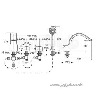 Ideal Standard Brassware -  Ideal Standard Melange A4335 4th Bath/shower Mixer Cp