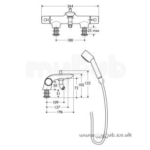 Ideal Standard Brassware -  Ideal Standard Melange A4284 Two Tap Holes Therm Bath/shower Mix Cp A4284aa