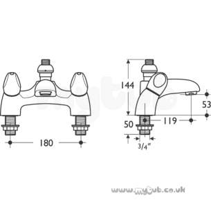 Armitage Shanks Domestic Brassware -  Armitage Shanks Accolade S7613 Two Tap Holes Bath Shower Mixer Cp