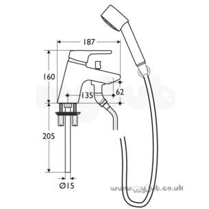 Ideal Standard Brassware -  Ideal Standard Active B8078 Mono Bath Shower Mixer And Kit Cp