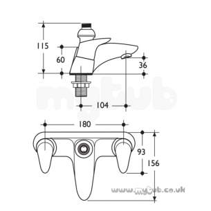 Ideal Standard Brassware -  Ideal Standard Ceramix Alto E5413 Two Tap Holes Rim Bsm C/w Kit Cp