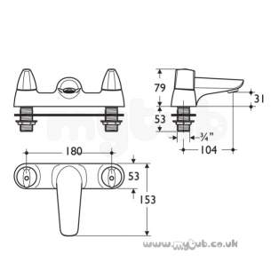 Ideal Standard Brassware -  Ideal Standard Ceraplan Disc B8254 Two Tap Holes Bath Filler Cp B8254aa