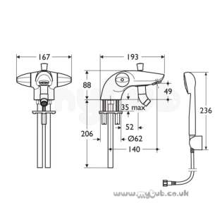 Ideal Standard Brassware -  Ideal Standard Ceraplan Disc B8246 One Tap Hole Bsm And Kit Cp