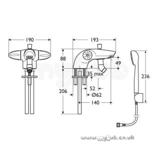 Ideal Standard Brassware -  Ideal Standard Ceraplan Duo B8251 One Tap Hole Bsm And Kit Cp