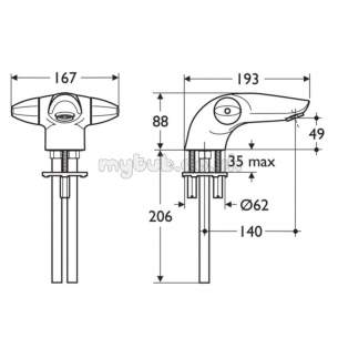 Ideal Standard Brassware -  Ideal Standard Ceraplan Disc B8244 One Tap Hole Bath Filler Cp B8244aa
