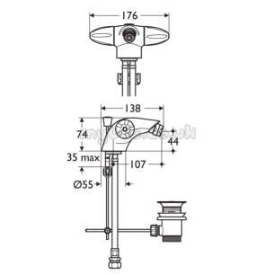 Ideal Standard Brassware -  Ideal Standard Ceraplan Duo B8250 Bidet Mixer/puw Cp B8250aa