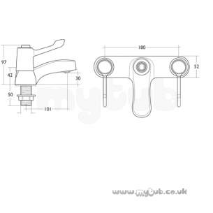 Armitage Shanks Domestic Brassware -  Armitage Shanks Sandringham Lever S7643 Bath/shower Mixer Cp