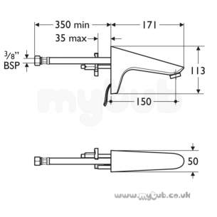 Armitage Shanks Commercial Brassware -  Armitage Shanks Sensorflow 21 W/m 15cm Spout Plus B/i Sensor Main