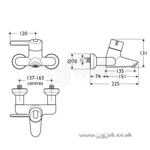 Armitage Shanks Commercial Sanitaryware -  Armitage Shanks Contour 21 Bath Filler Chrome A4135aa