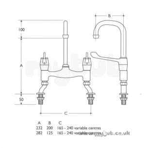 Armitage Shanks Commercial Brassware -  Armitage Shanks Markwik S8275aa D/flow Pillar Mixer Cp