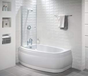 Jacuzzi Acrylic Baths and Panels -  Jacuzzi Pro Wbsproamo500 White Amory Left Hand No Tap Hole Shower Bath 1500x900mm